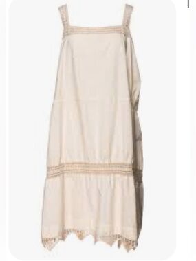 Magnolia Pearl Crochet Trim Midi Dress in Cream One Size